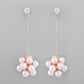 VOJ Rose Gold-Polished Handcrafted Floral Pearl Drop Earrings - Swadesiicart