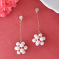 VOJ Rose Gold-Polished Handcrafted Floral Pearl Drop Earrings - Swadesiicart