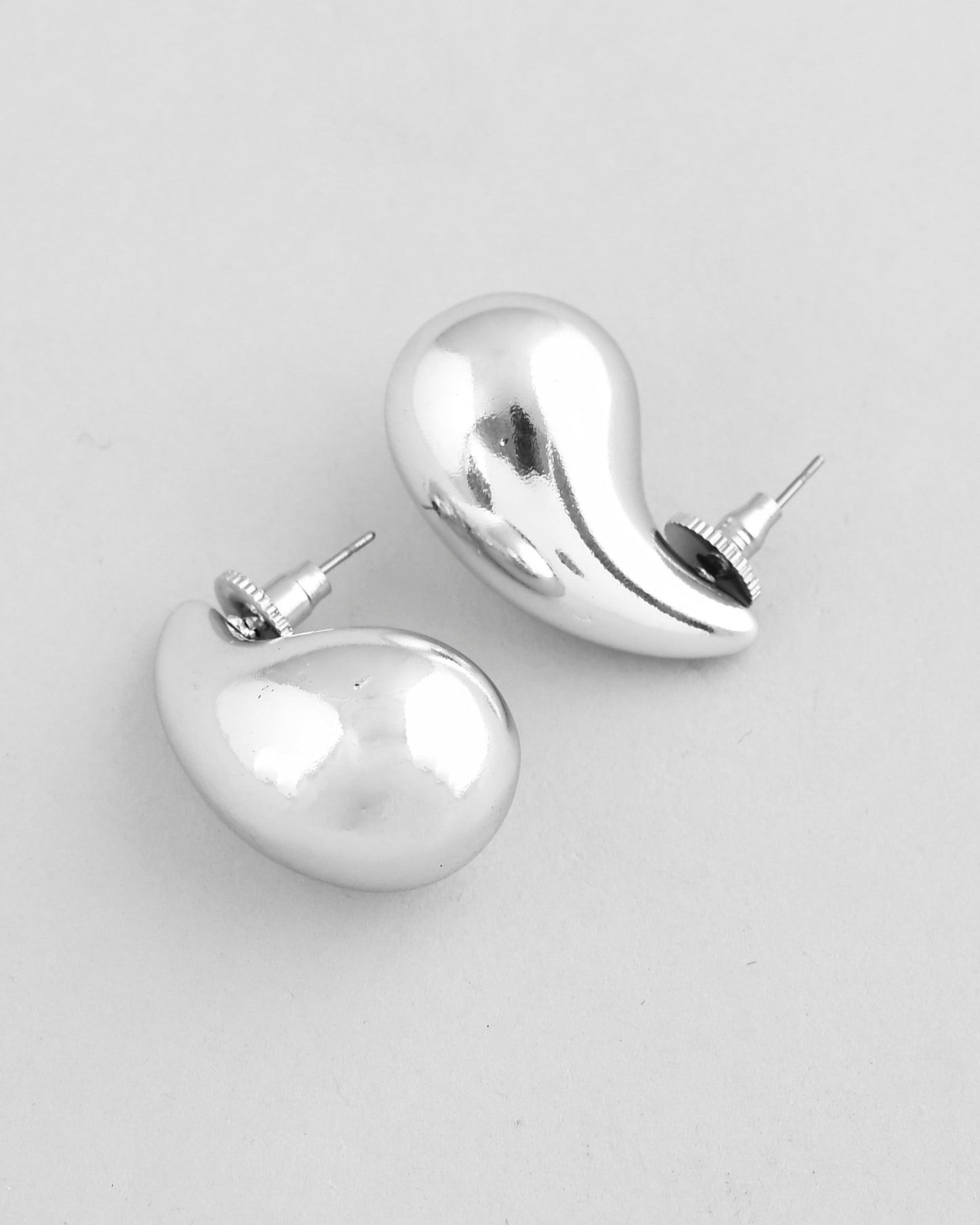 VOJ Silver Plated Teardrop-Shaped Stud Earrings - Swadesiicart