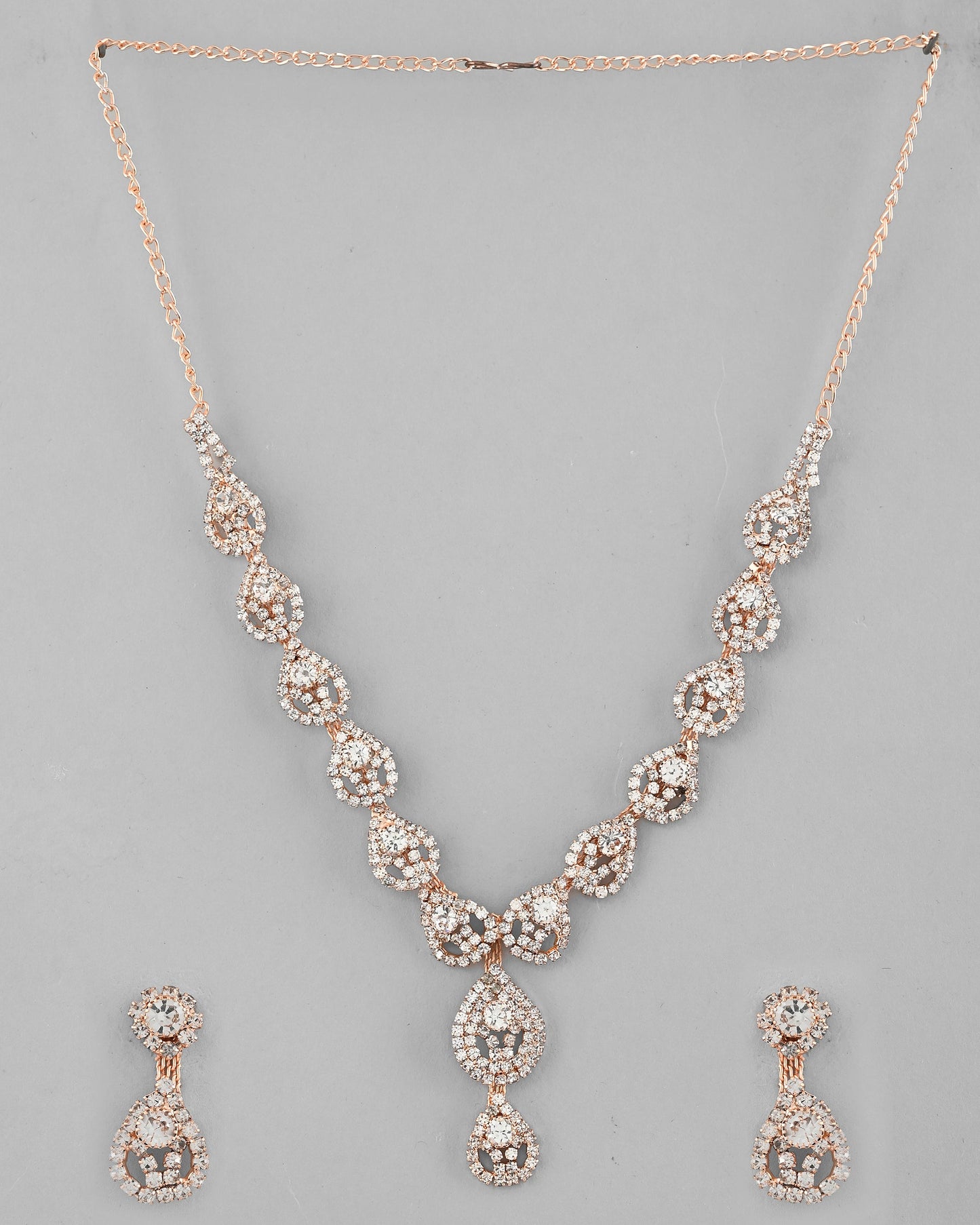 VOJ CZ Stone Studded Gold-Polished Jewellery Set - Swadesiicart