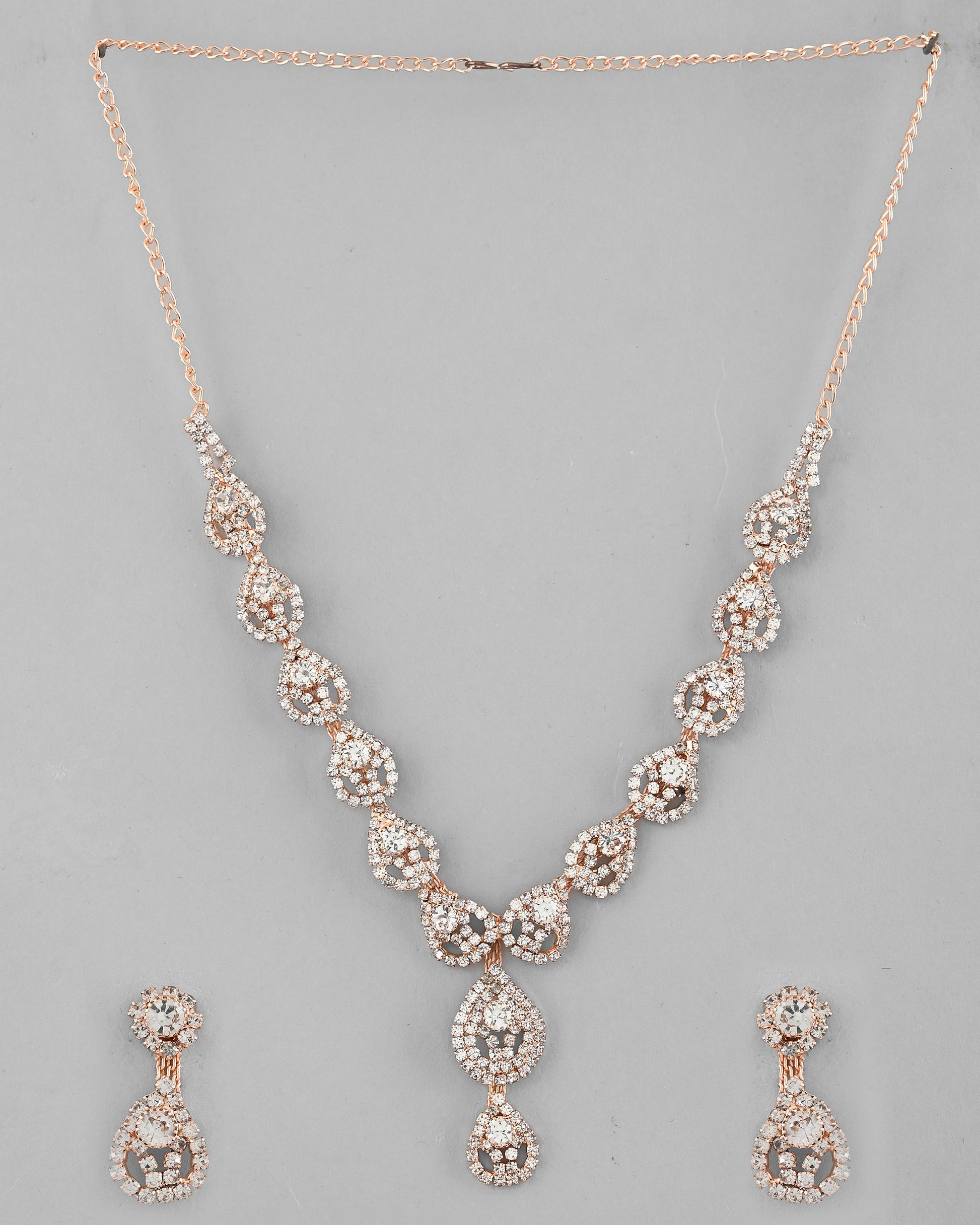VOJ CZ Stone Studded Gold-Polished Jewellery Set - Swadesiicart