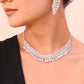 VOJ AD Stone Studded Silver Plated Necklace With Drop Earrings Set - Swadesiicart