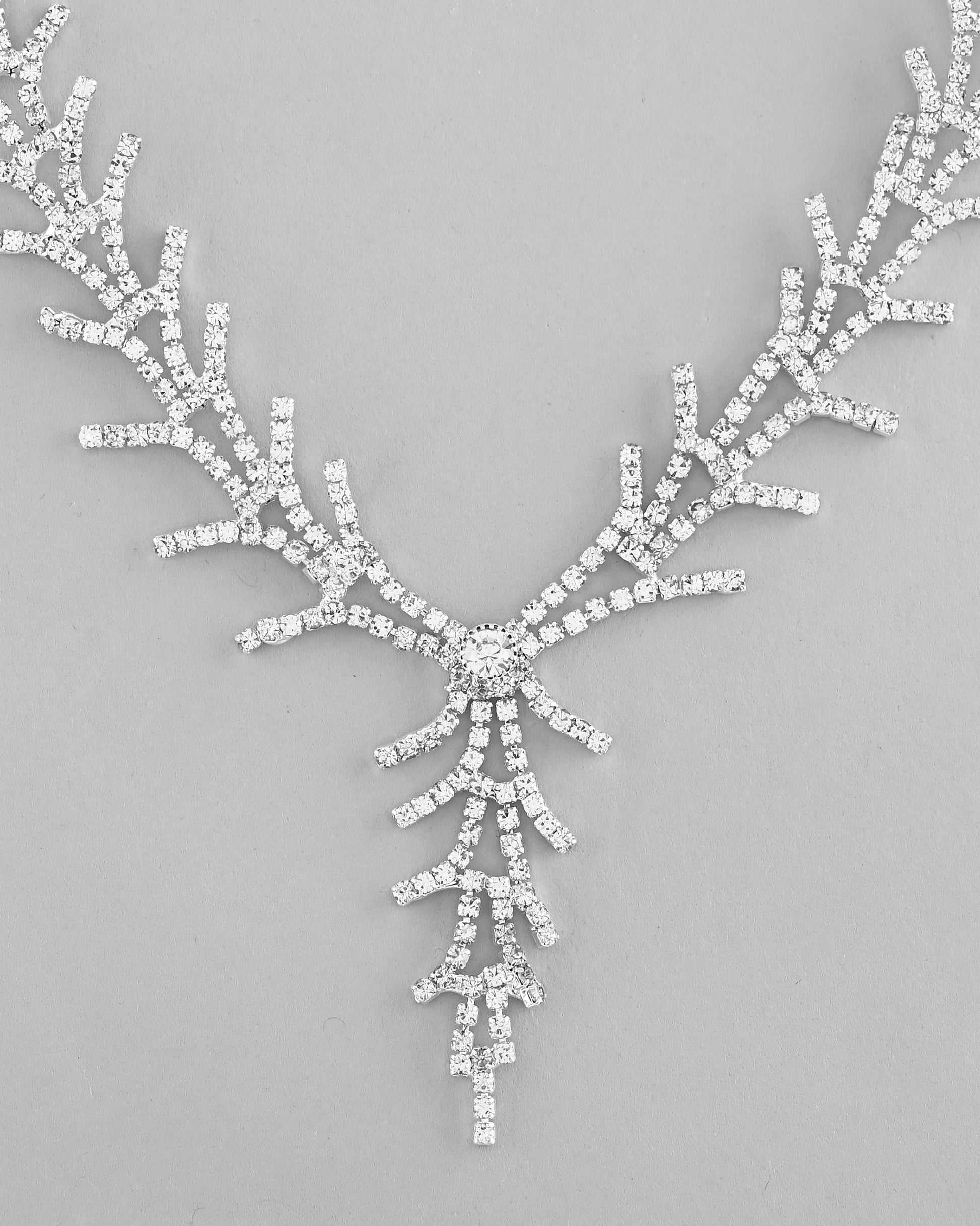 VOJ AD Stone Studded Silver Plated Designer Jewellery Set - Swadesiicart