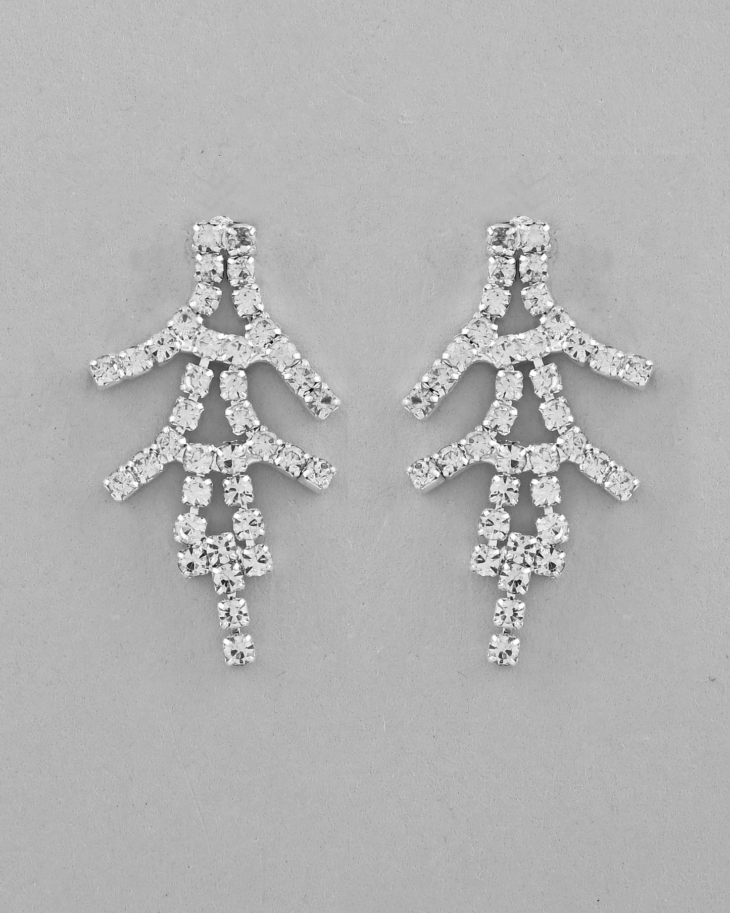 VOJ AD Stone Studded Silver Plated Designer Jewellery Set - Swadesiicart