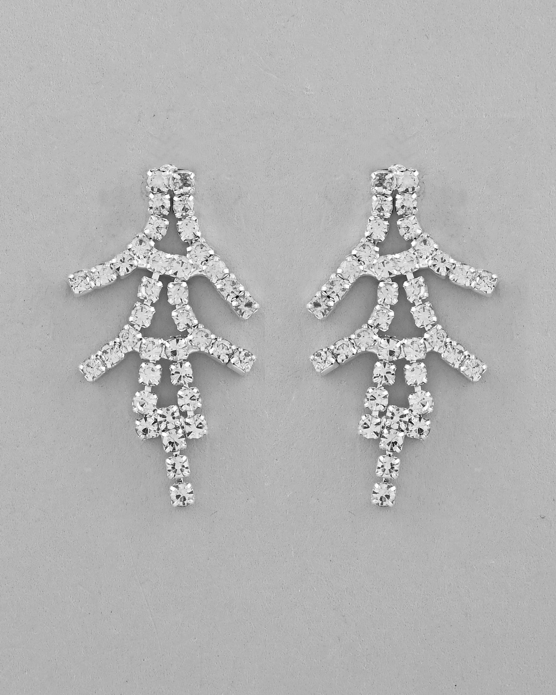 VOJ AD Stone Studded Silver Plated Designer Jewellery Set - Swadesiicart