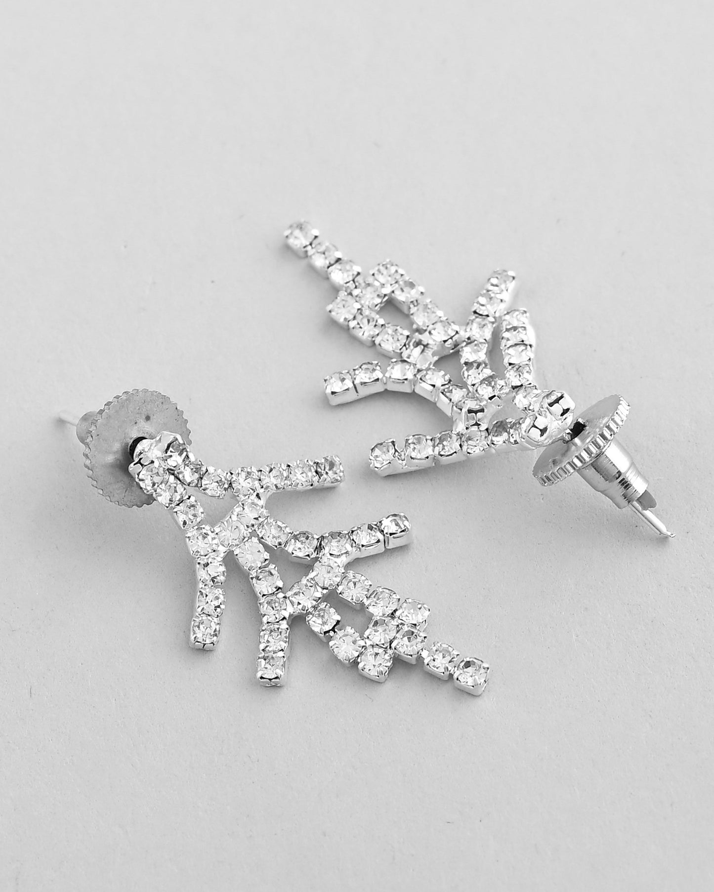 VOJ AD Stone Studded Silver Plated Designer Jewellery Set - Swadesiicart