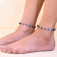 VOJ Set Of 2 Silver Plated With Black beads and Evil Eye Anklet - Swadesiicart