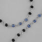 VOJ Set Of 2 Silver Plated With Black beads and Evil Eye Anklet - Swadesiicart