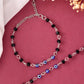 VOJ Set Of 2 Silver Plated With Black beads and Evil Eye Anklet - Swadesiicart