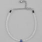 VOJ Set Of 2 Silver Plated With White beads and Evil Eye Anklet - Swadesiicart