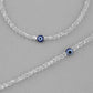 VOJ Set Of 2 Silver Plated With White beads and Evil Eye Anklet - Swadesiicart
