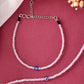 VOJ Set Of 2 Silver Plated With White beads and Evil Eye Anklet - Swadesiicart