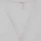 VOJ Rose Gold-Polished Chain With AD Studded Leaf Shaped Pendent | Swadesiicart