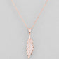 VOJ Rose Gold-Polished Chain With AD Studded Leaf Shaped Pendent | Swadesiicart