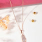 VOJ Rose Gold-Polished Chain With AD Studded Leaf Shaped Pendent | Swadesiicart