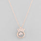 VOJ Rose Gold-Polished Chain With AD Studded crown Shaped Pendent | Swadesiicart
