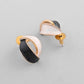 VOJ Gold-Polished Korean Style Black And White Studs Earrings
