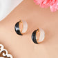 VOJ Gold-Polished Korean Style Black And White Studs Earrings - Swadesiicart