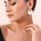 VOJ Gold-Polished Korean Style White Circular Studs Earrings - Swadesiicart