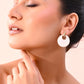 VOJ Gold-Polished Korean Style White Circular Studs Earrings - Swadesiicart
