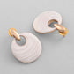 VOJ Gold-Polished Korean Style White Circular Studs Earrings - Swadesiicart