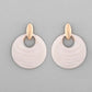 VOJ Gold-Polished Korean Style White Circular Studs Earrings - Swadesiicart