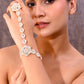 VOJ Gold-Polished Pearl And Kundan Ring Bracelet - Swadesiicart