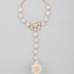 VOJ Gold-Polished Pearl And Kundan Ring Bracelet - Swadesiicart