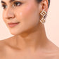 VOJ Gold-Polished Pearl And Gold Stone Drop Stud Earrings - Swadesiicart