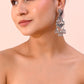 VOJ Silver-Plated Elephant Oxidized Contemporary Drop Earrings - Swadesiicart