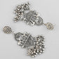 VOJ Silver-Plated Elephant Oxidized Contemporary Drop Earrings - Swadesiicart