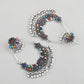 VOJ Silver-Plated multi Colour Flower Oxidized Shaped Drop Earrings - Swadesiicart