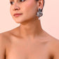 VOJ Rhodium-Plated Oxidized Contemporary With Pearl Earrings - Swadesiicart