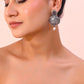 VOJ Rhodium-Plated Oxidized Contemporary With Pearl Earrings - Swadesiicart