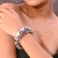 VOJ Silver-Plated Multi Colour Stone Studded Oxidized Cuff Bracelet - Swadesiicart
