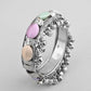 VOJ Silver-Plated Multi Colour Stone Studded Oxidized Cuff Bracelet - Swadesiicart