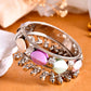 VOJ Silver-Plated Multi Colour Stone Studded Oxidized Cuff Bracelet - Swadesiicart