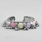 VOJ Silver-Plated Multi Colour Stone And Ghungroo Studded Oxidized Cuff Bracelet - Swadesiicart
