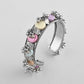 VOJ Silver-Plated Multi Colour Stone And Ghungroo Studded Oxidized Cuff Bracelet - Swadesiicart