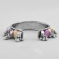 VOJ Silver-Plated Multi Colour Stone And Ghungroo Studded Oxidized Cuff Bracelet - Swadesiicart
