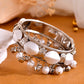 VOJ Silver-Plated Pearl And Ghungroo Studded Oxidized Cuff Bracelet - Swadesiicart