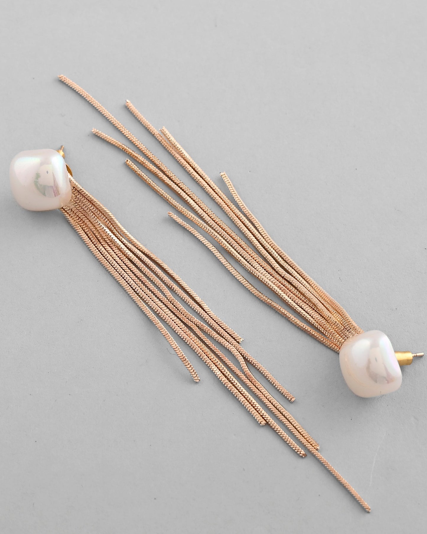 VOJ Gold-Polished Handcrafted Pearl Studded Classic Drop Earrings - Swadesiicart
