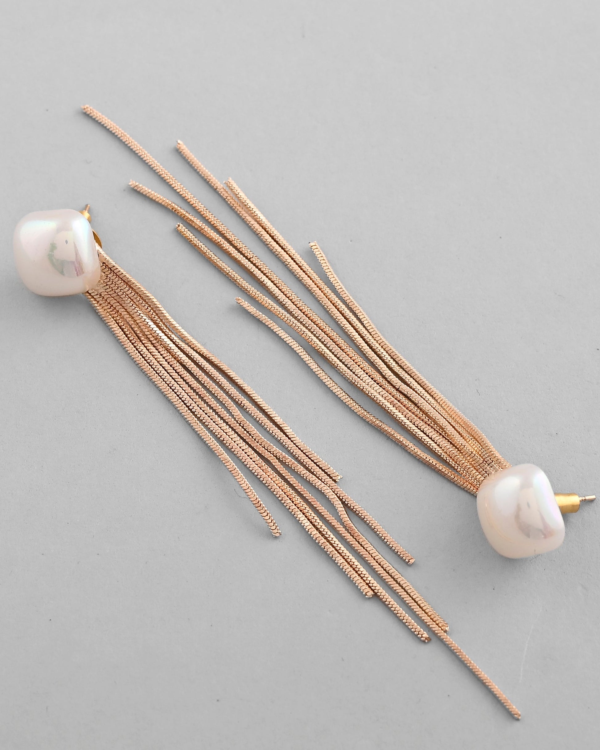 VOJ Gold-Polished Handcrafted Pearl Studded Classic Drop Earrings - Swadesiicart