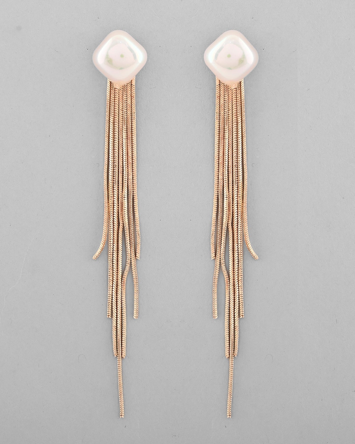 VOJ Gold-Polished Handcrafted Pearl Studded Classic Drop Earrings - Swadesiicart