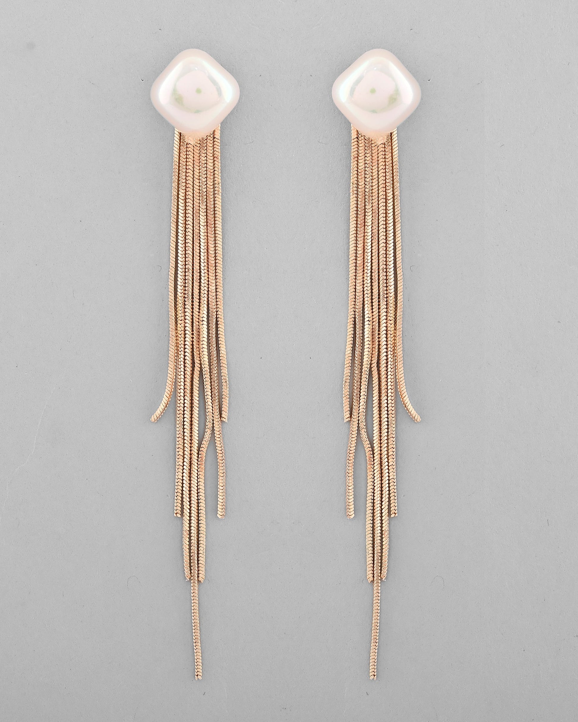 VOJ Gold-Polished Handcrafted Pearl Studded Classic Drop Earrings - Swadesiicart