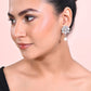 VOJ Silver Plated Floral Stone Studded Earrings - Swadesiicart