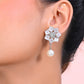 VOJ Silver Plated Floral Stone Studded Earrings - Swadesiicart