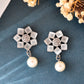VOJ Silver Plated Floral Stone Studded Earrings - Swadesiicart