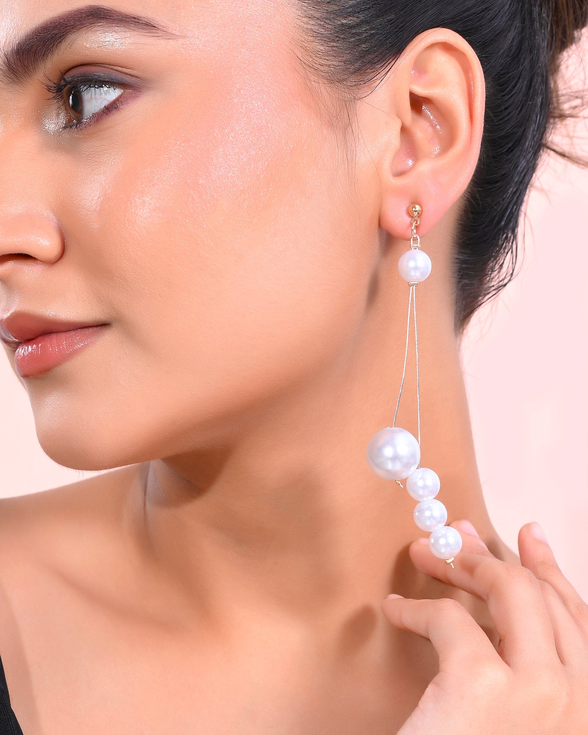 VOJ Pearl Studded Handcrafted Classic Drop Earrings - Swadesiicart