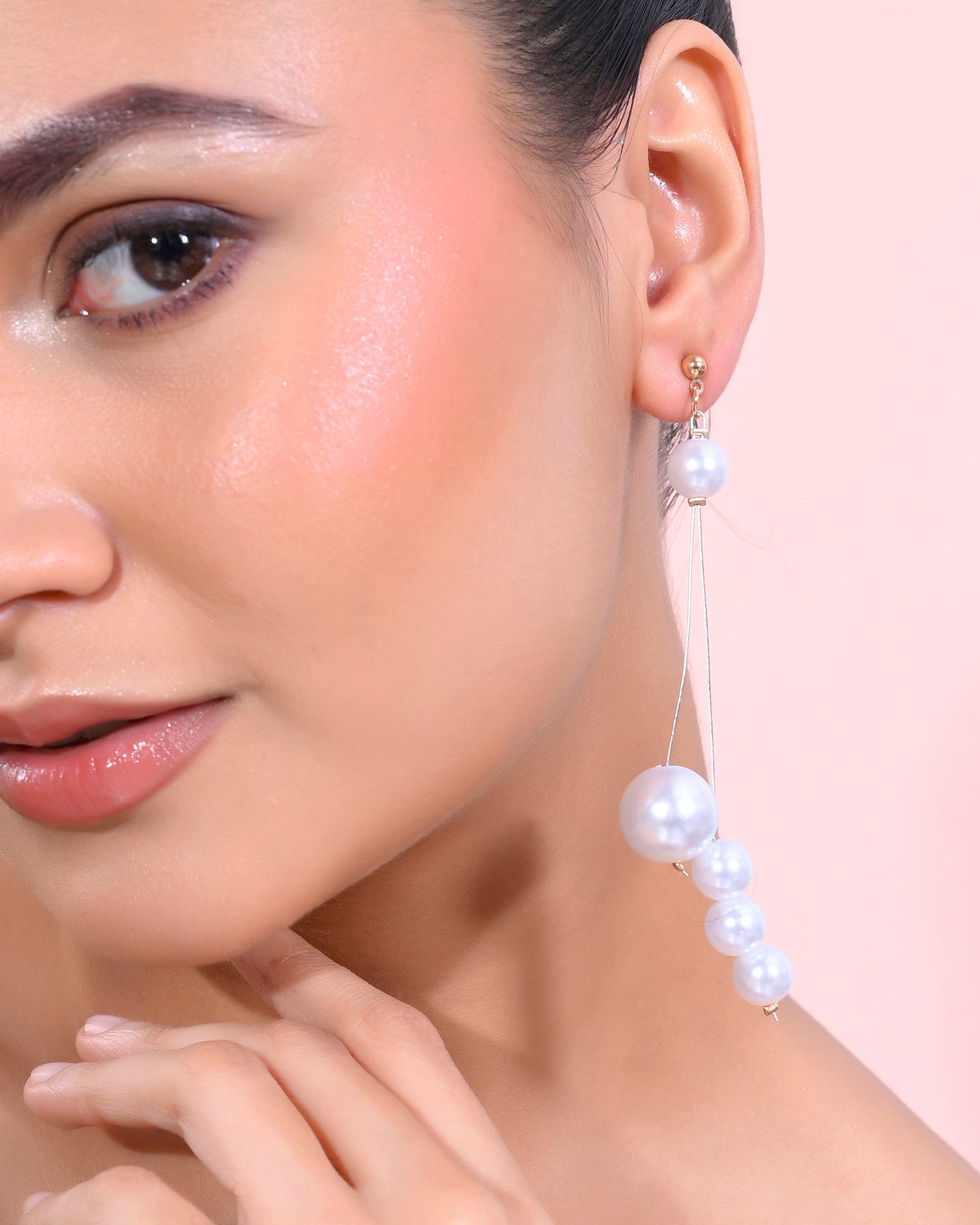 VOJ Pearl Studded Handcrafted Classic Drop Earrings - Swadesiicart